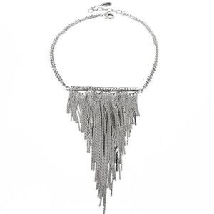 Amrita Singh Austrian Crystal Silver Fringe Necklace